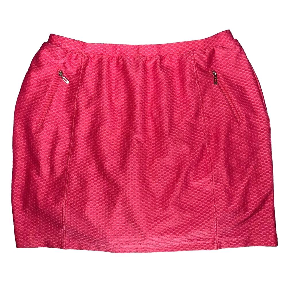 Monterey Club Pink Honeycomb Textured Athletic Skort Zip Pockets‎ Stretch Large